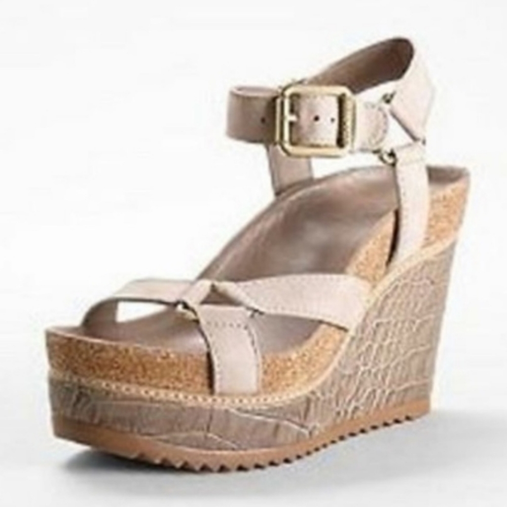 Tory Burch Brenden Croc Mid Wedge